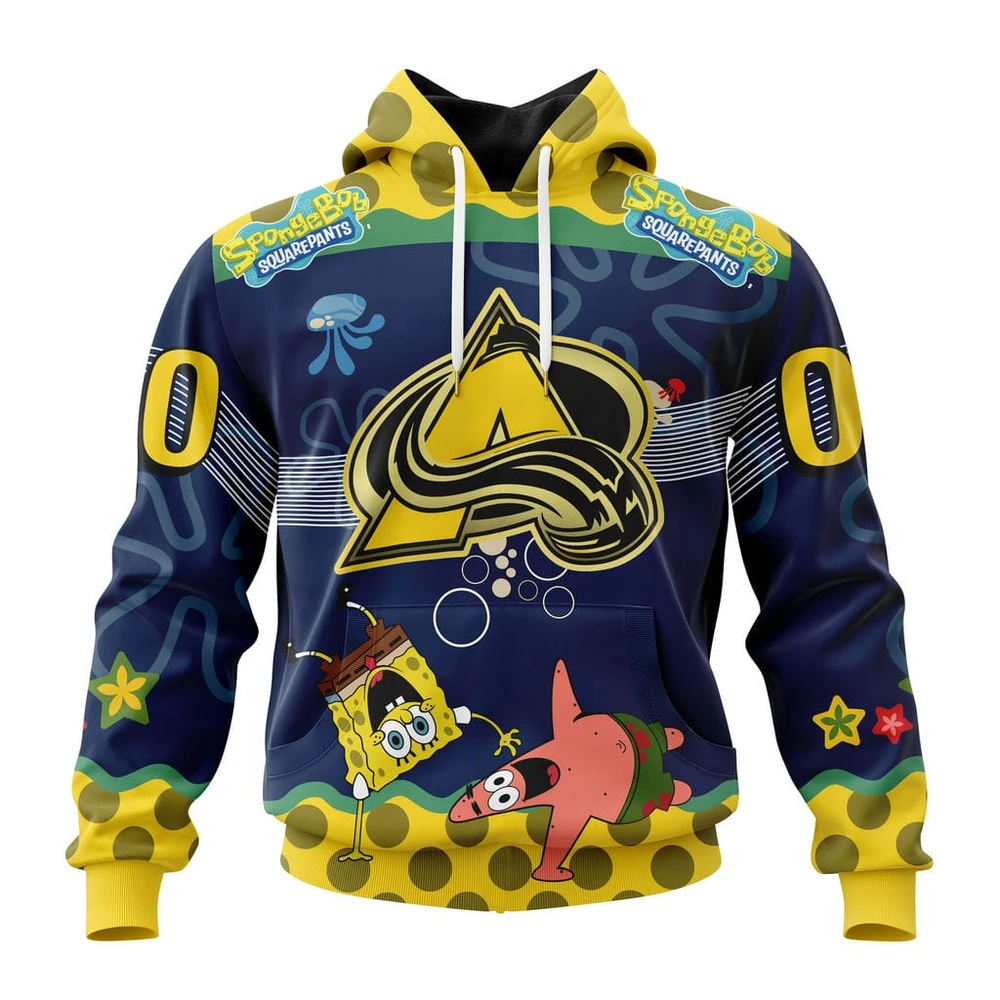Hoodie NHL Colorado Avalanche, Specialized Jersey With Spongebob QTNHL080524A3332HD