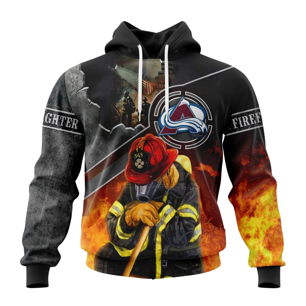 Hoodie NHL Colorado Avalanche, Specialized Kits To Honor Firefighter In Patriot Day We Will Never Forget QTNHL080524A3737HD