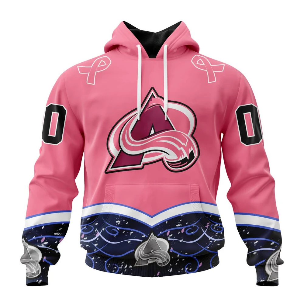 Hoodie NHL Colorado Avalanche, Specialized Unisex For Hockey Fights Cancer QTNHL080524A2836HD