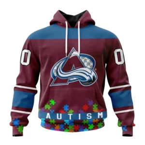 Hoodie NHL Colorado Avalanche, Specialized Unisex Kits Hockey Fights Against Autism QTNHL080524A2670HD
