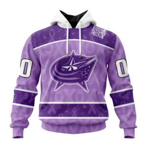 Hoodie NHL Columbus Blue Jackets New Lavender Hockey Fight Cancer St2301 QTNHL080524A1492HD