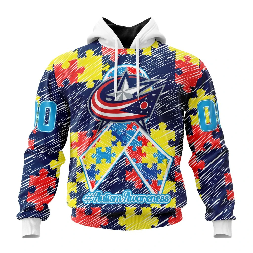 Hoodie NHL Columbus Blue Jackets Special Autism Awareness Design St2201 QTNHL080524A2484HD