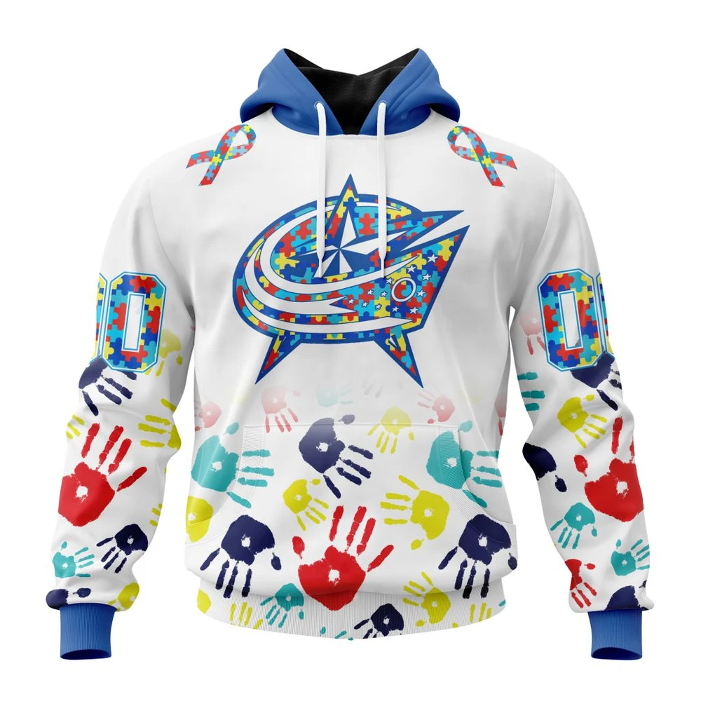 Hoodie NHL Columbus Blue Jackets Special Autism Awareness Design St2203 QTNHL080524A2544HD