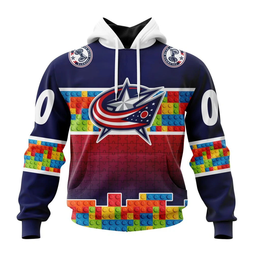 Hoodie NHL Columbus Blue Jackets Special Autism Awareness Design V2301 QTNHL080524A2248HD