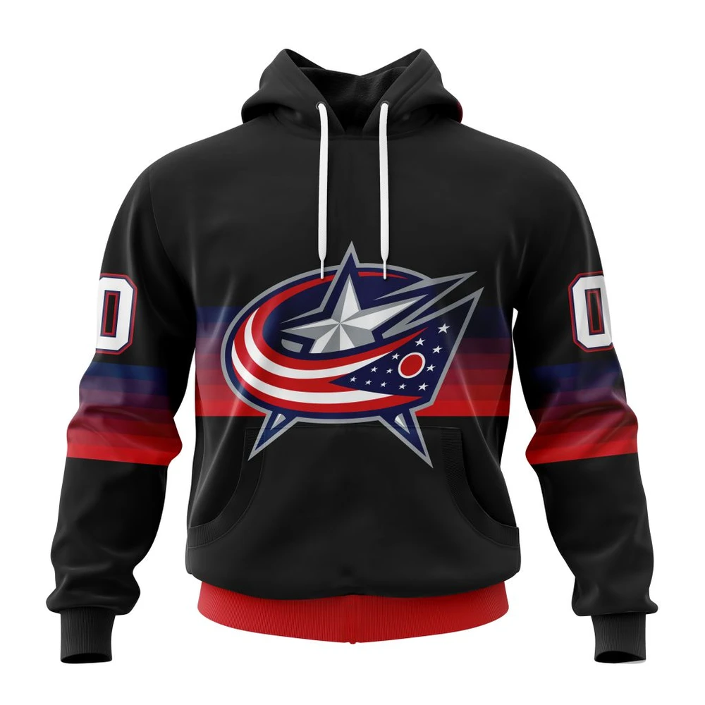 Hoodie NHL Columbus Blue Jackets Special Black And Gradient Design St2301 QTNHL080524A1417HD