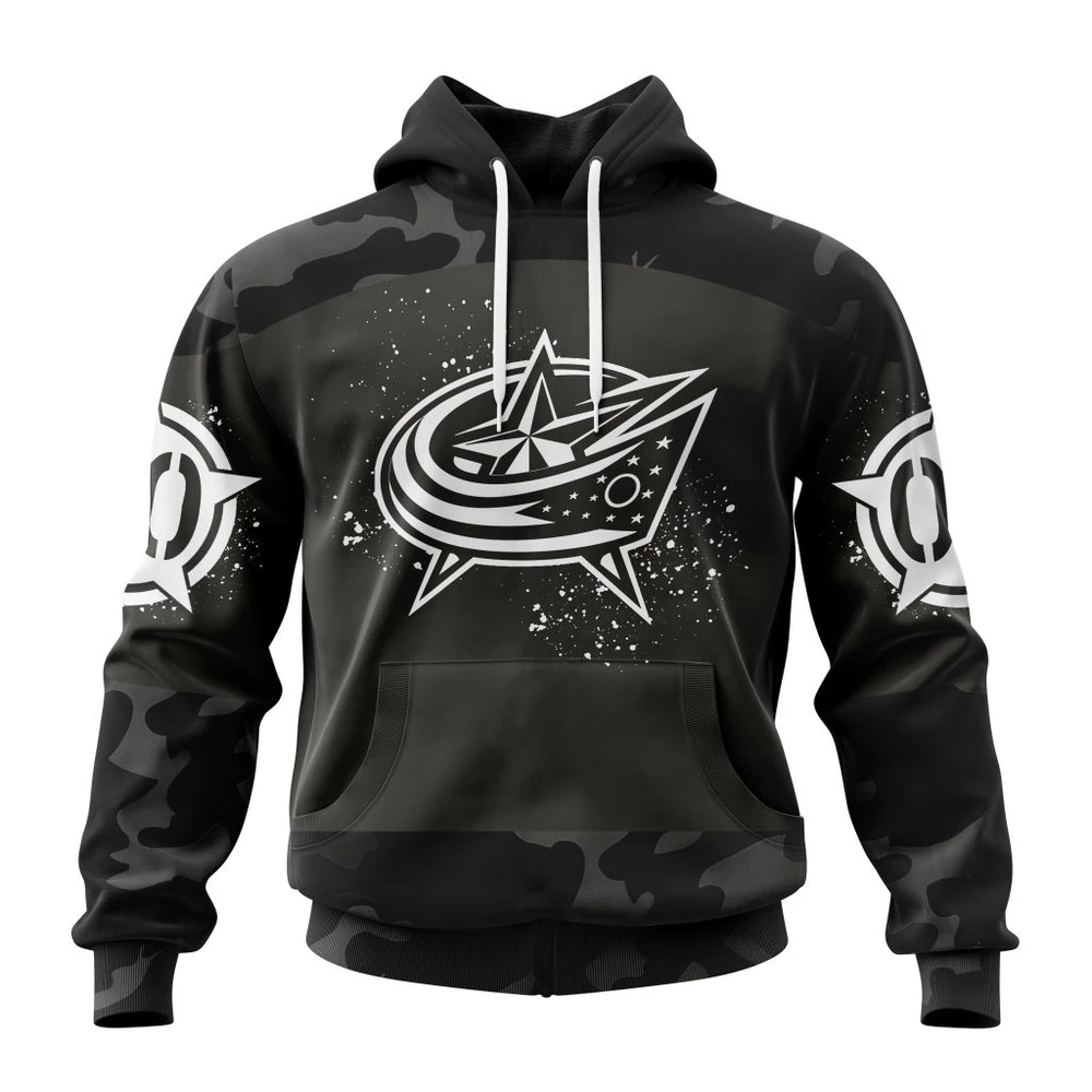 Hoodie NHL Columbus Blue Jackets Special Black Camo Design For Veterans Day St2304 QTNHL080524A1618HD