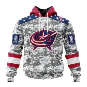Hoodie NHL Columbus Blue Jackets Special Camo Design For Veterans Day St2301 QTNHL080524A1810HD