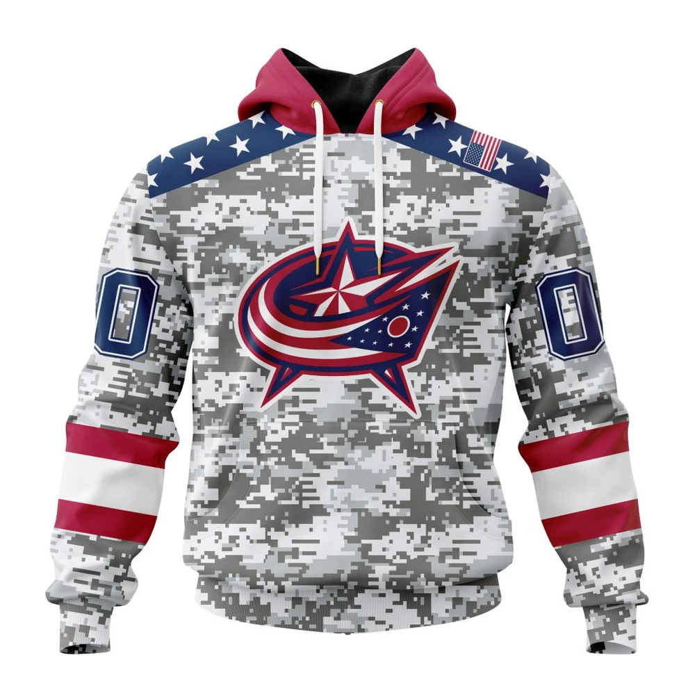 Hoodie NHL Columbus Blue Jackets Special Camo Design For Veterans Day St2301 QTNHL080524A1810HD