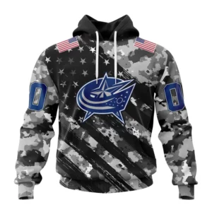 Hoodie NHL Columbus Blue Jackets Special Camo Military Design St2301 QTNHL080524A2184HD