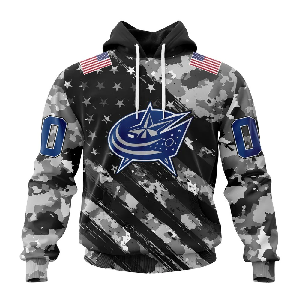 Hoodie NHL Columbus Blue Jackets Special Camo Military Design St2301 QTNHL080524A2184HD