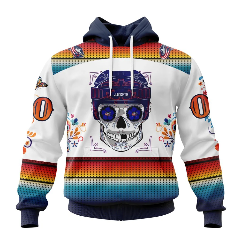 Hoodie NHL Columbus Blue Jackets Special Design For Dia De Los Muertos St2301 QTNHL080524A1457HD