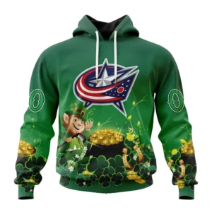 Hoodie NHL Columbus Blue Jackets Special Design For St. Patrick&apos;s Day St2403 QTNHL080524A910HD