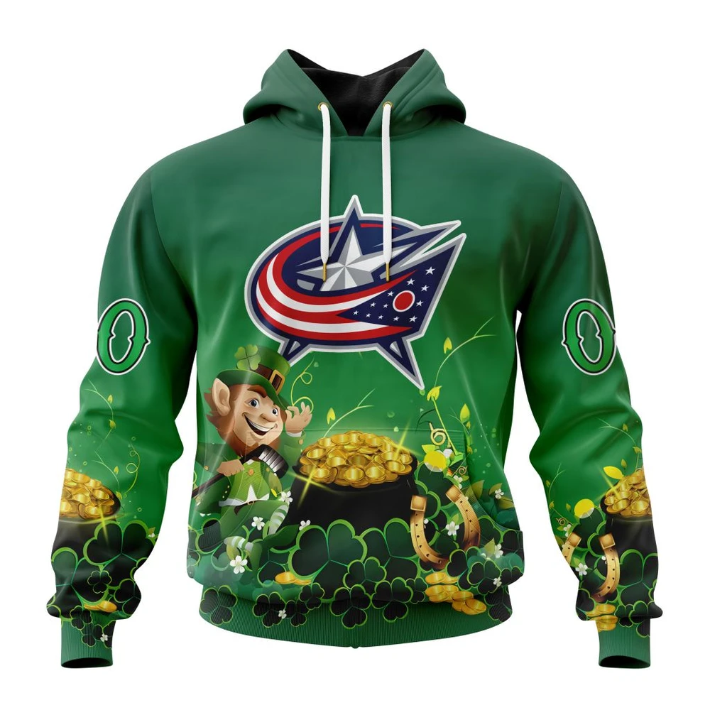 Hoodie NHL Columbus Blue Jackets Special Design For St. Patrick's Day St2403 QTNHL080524A910HD