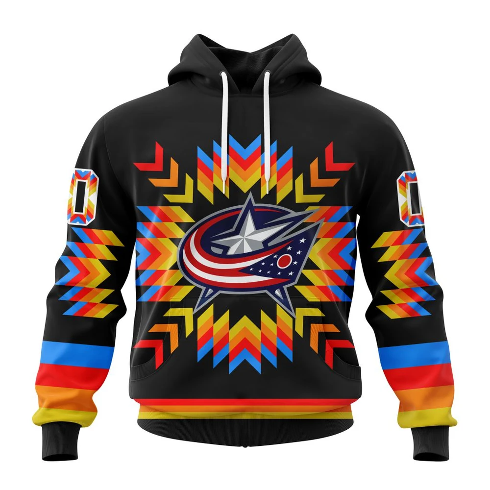 Hoodie NHL Columbus Blue Jackets Special Design With Native Pattern St2306 QTNHL080524A1036HD