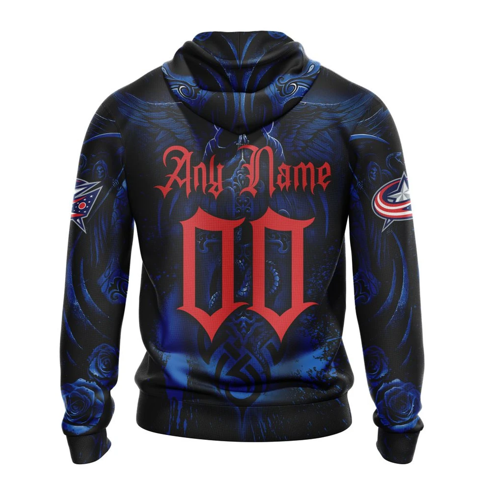 Hoodie NHL Columbus Blue Jackets Special Design With Skull Art St2203 QTNHL080524A349HD - Image 2