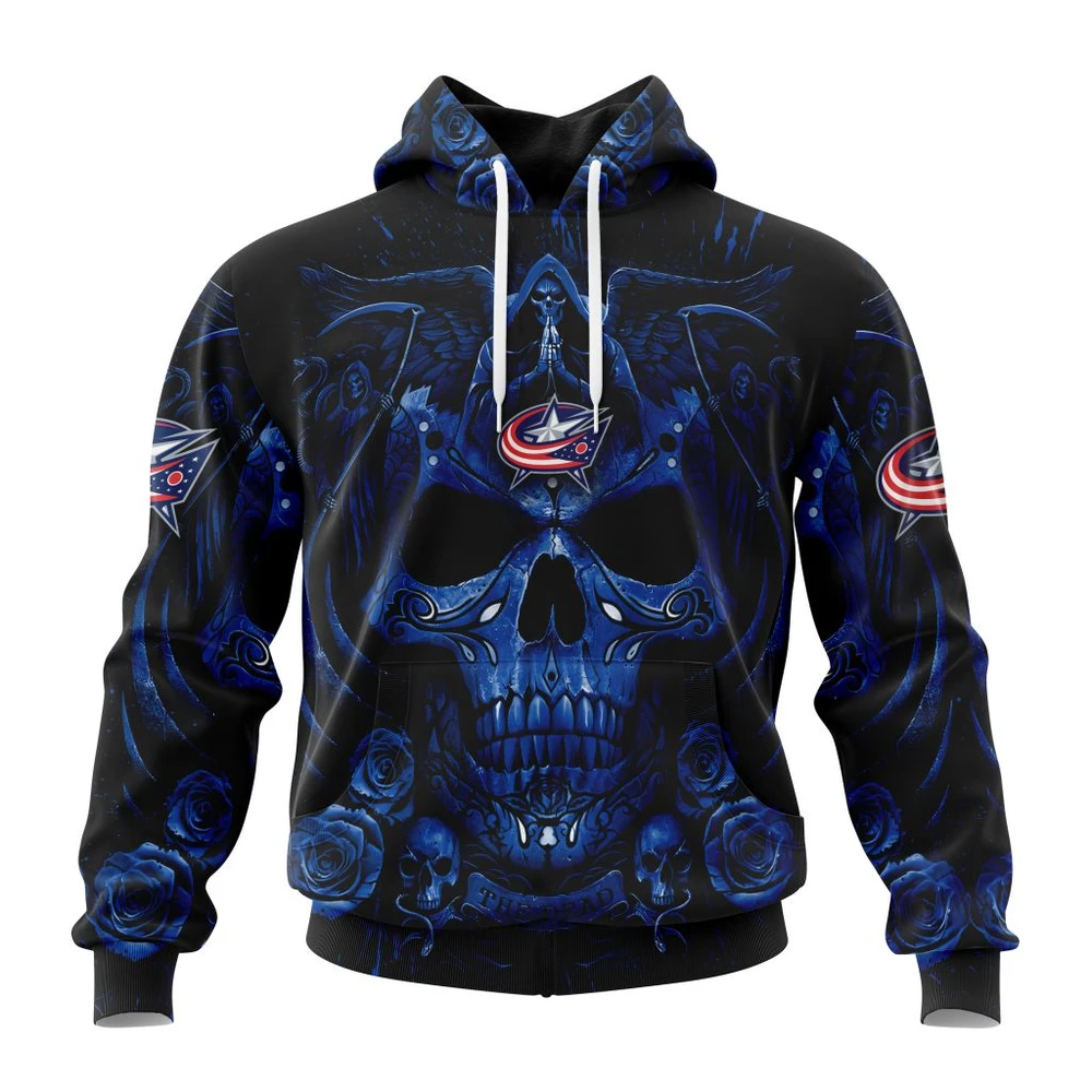Hoodie NHL Columbus Blue Jackets Special Design With Skull Art St2203 QTNHL080524A349HD