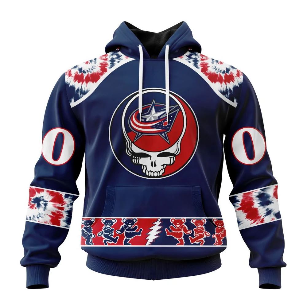 Hoodie NHL Columbus Blue Jackets Special Grateful Dead Design St2301 QTNHL080524A263HD