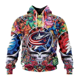 Hoodie NHL Columbus Blue Jackets Special Grateful Dead Design St2304 QTNHL080524A1895HD