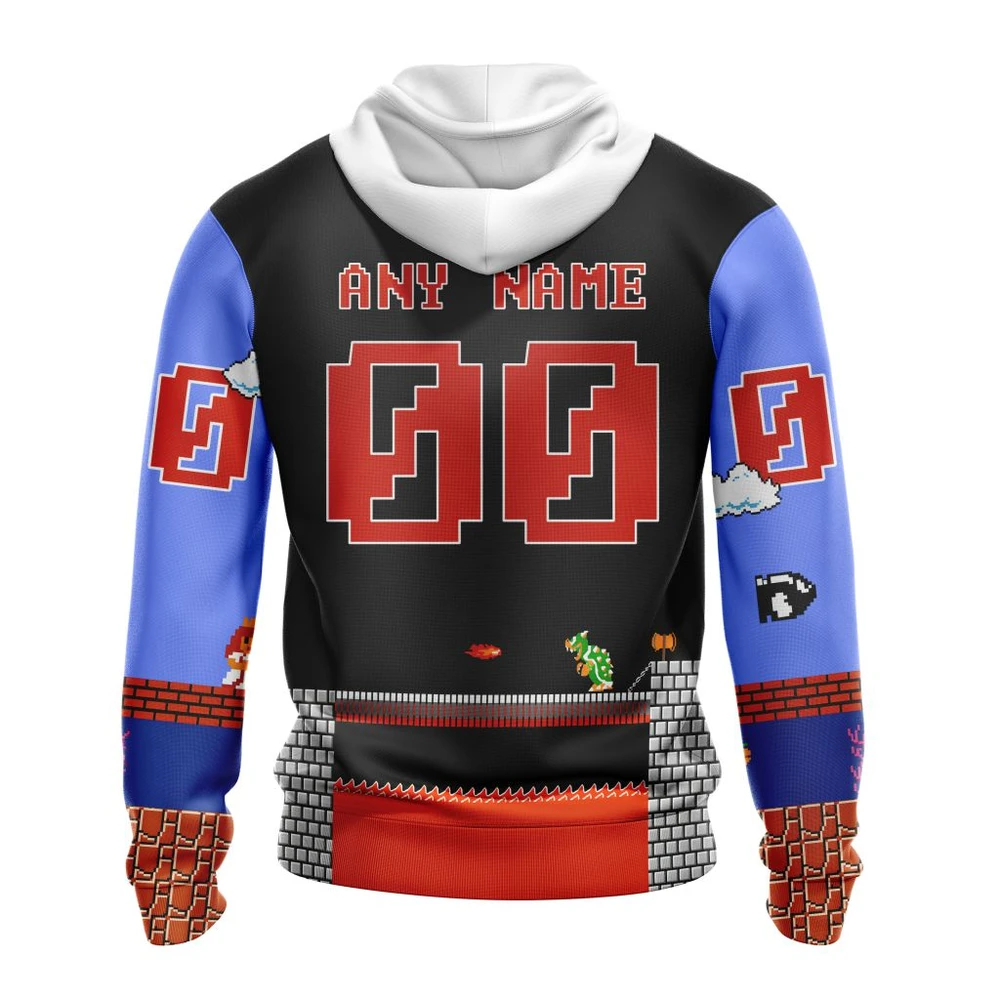 Hoodie NHL Columbus Blue Jackets Special Kits With Super Mario Game Design QTNHL080524A2455HD - Image 2