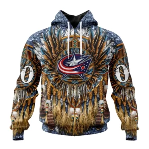 Hoodie NHL Columbus Blue Jackets Special Native Costume Design St2201 QTNHL080524A2747HD