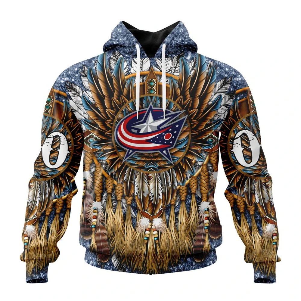 Hoodie NHL Columbus Blue Jackets Special Native Costume Design St2201 QTNHL080524A2747HD