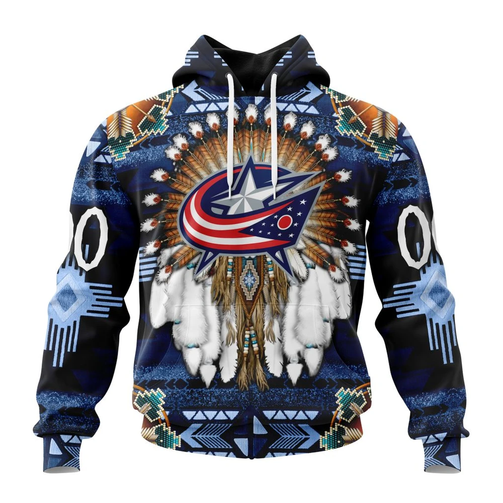 Hoodie NHL Columbus Blue Jackets Special Native Costume Design St2202 QTNHL080524A2691HD