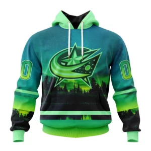Hoodie NHL Columbus Blue Jackets Special Northern Lights Design St2302 QTNHL080524A1386HD
