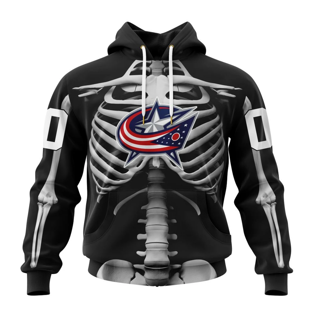 Hoodie NHL Columbus Blue Jackets Special Skeleton Costume For Halloween St2301 QTNHL080524A2036HD