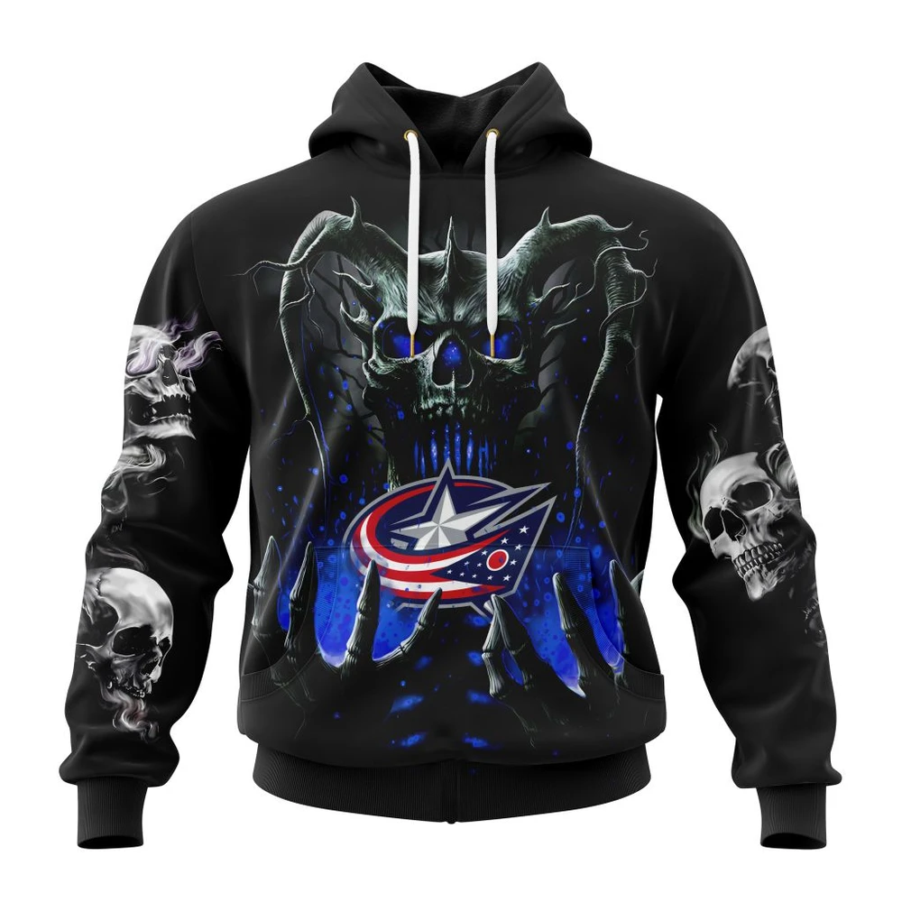 Hoodie NHL Columbus Blue Jackets Special Skull Art Design St2301 QTNHL080524A1224HD