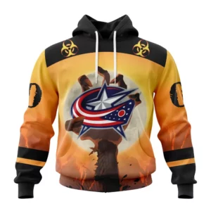 Hoodie NHL Columbus Blue Jackets Special Zombie Design For Halloween St2305 QTNHL080524A1947HD
