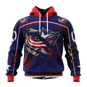 Hoodie NHL Columbus Blue Jackets, Specialized Design Jersey With Your Ribs For Halloween QTNHL080524A3515HD