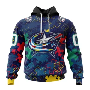 Hoodie NHL Columbus Blue Jackets, Specialized Fearless Aganst Autism QTNHL080524A2637HD