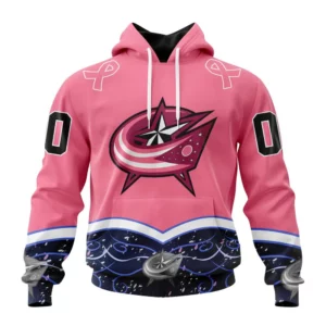 Hoodie NHL Columbus Blue Jackets, Specialized Unisex For Hockey Fights Cancer QTNHL080524A2835HD