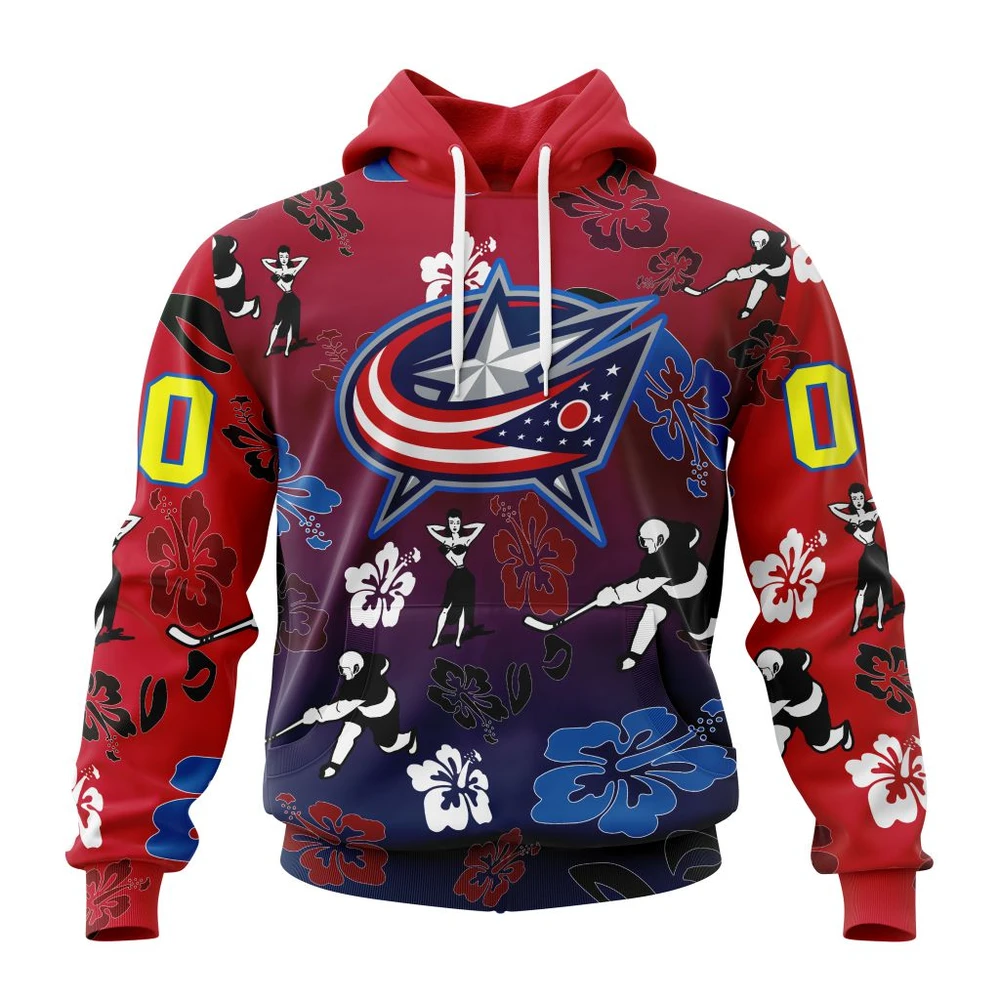 Hoodie NHL Columbus Blue Jackets X Hawaii Specialized Design For Hawaiia V0122 QTNHL080524A3790HD