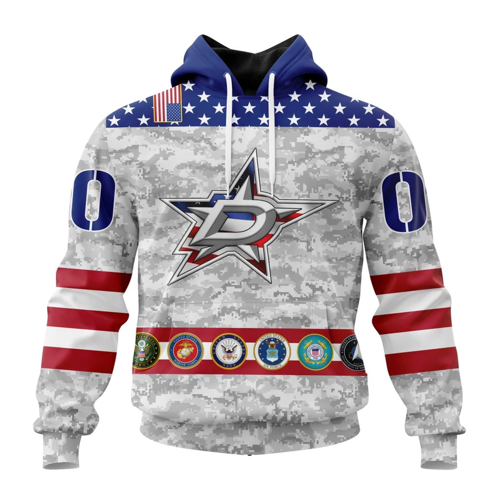 Hoodie NHL Dallas Stars Armed Forces Appreciation St2201 QTNHL080524A2773HD
