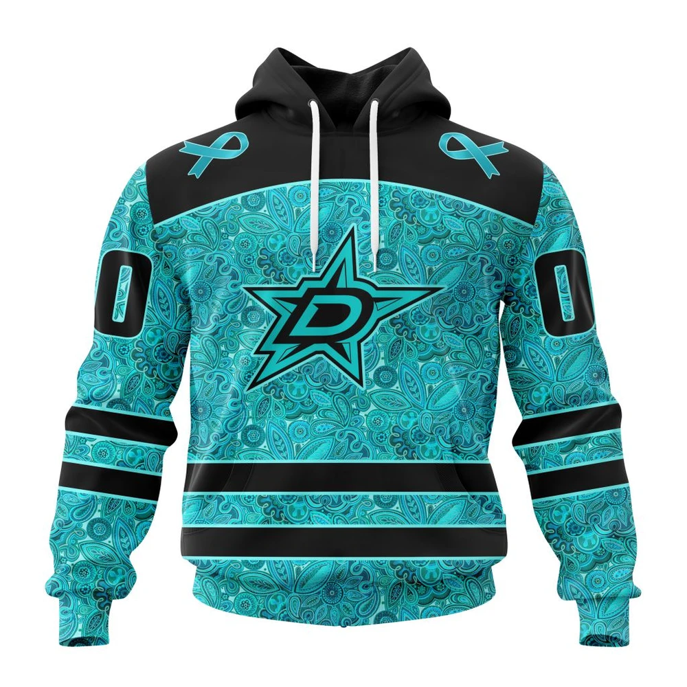 Hoodie NHL Dallas Stars Special Design Fight Ovarian Cancer St2201 QTNHL080524A2424HD