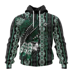 Hoodie NHL Dallas Stars Special Skull Native Design St2301 QTNHL080524A2118HD