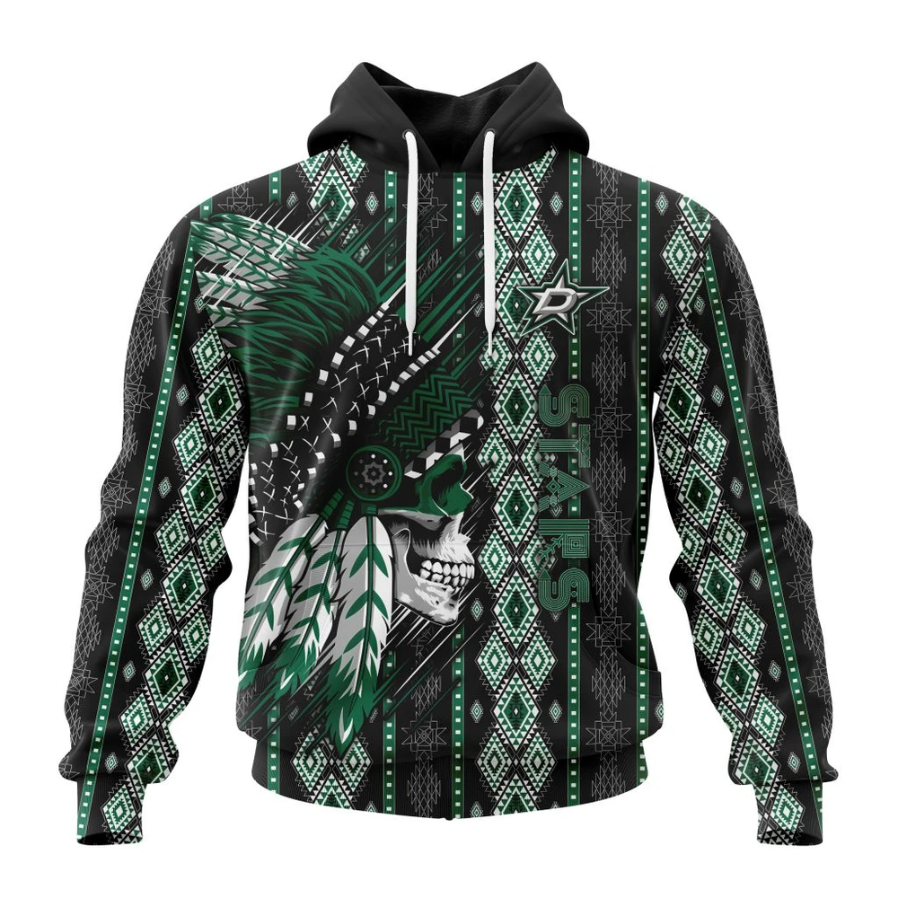 Hoodie NHL Dallas Stars Special Skull Native Design St2301 QTNHL080524A2118HD