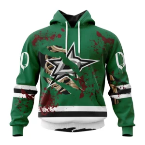 Hoodie NHL Dallas Stars, Specialized Design Jersey With Your Ribs For Halloween QTNHL080524A3510HD
