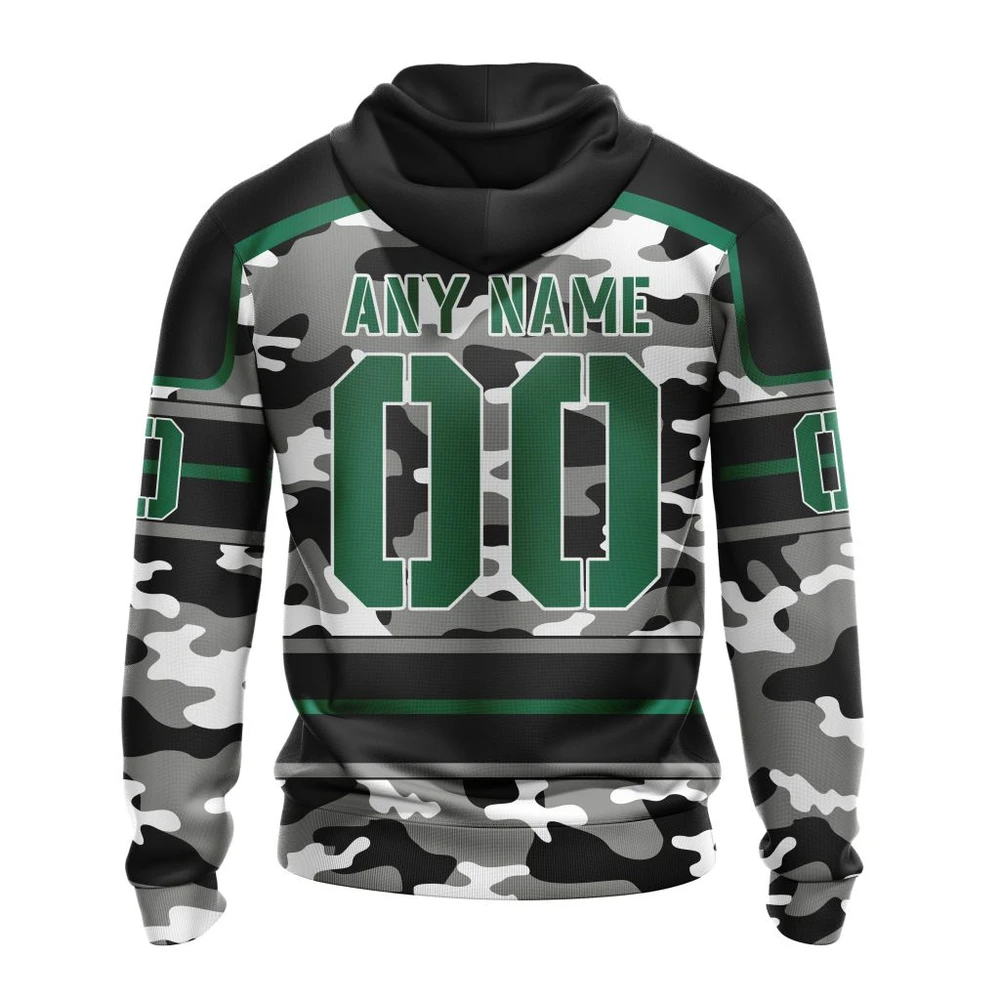 Hoodie NHL Dallas Stars, Specialized Design Wih Camo Team Color And Military Force Logo QTNHL080524A3540HD - Image 2