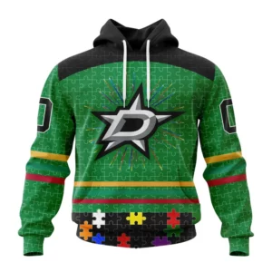 Hoodie NHL Dallas Stars, Specialized Fearless Aganst Autism V0122 QTNHL080524A2527HD