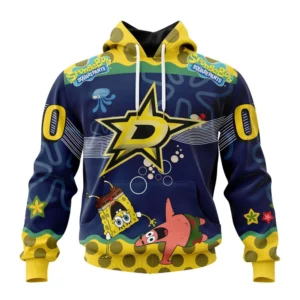 Hoodie NHL Dallas Stars, Specialized Jersey With Spongebob QTNHL080524A3328HD