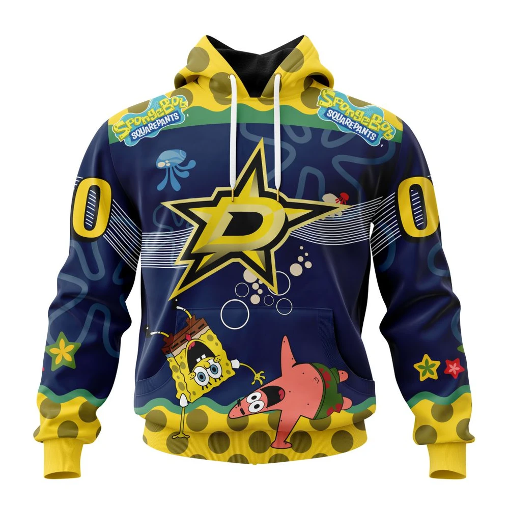 Hoodie NHL Dallas Stars, Specialized Jersey With Spongebob QTNHL080524A3328HD