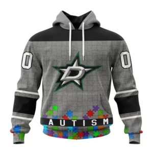 Hoodie NHL Dallas Stars, Specialized Unisex Kits Hockey Fights Against Autism QTNHL080524A2664HD