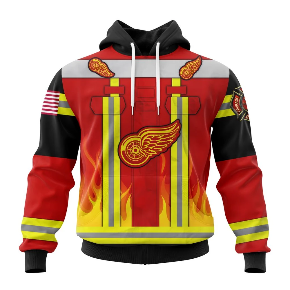 Hoodie NHL Detroit Red Wings Honnor Firefighter Uniform V0622 QTNHL080524A3742HD