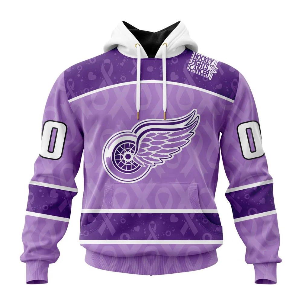 Hoodie NHL Detroit Red Wings New Lavender Hockey Fight Cancer St2301 QTNHL080524A90HD