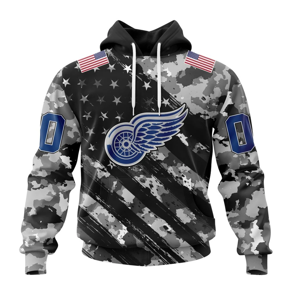 Hoodie NHL Detroit Red Wings Special Camo Military Design St2301 QTNHL080524A2181HD