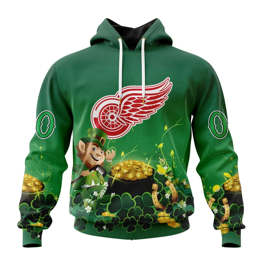 Hoodie NHL Detroit Red Wings Special Design For St. Patrick's Day St2403 QTNHL080524A907HD