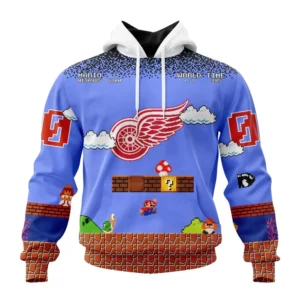 Hoodie NHL Detroit Red Wings Special Kits With Super Mario Game Design QTNHL080524A2452HD