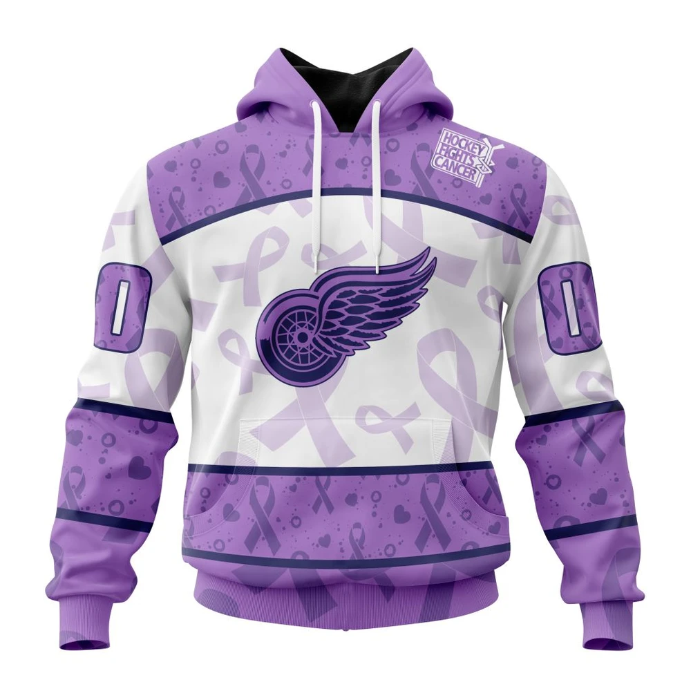 Hoodie NHL Detroit Red Wings Special Lavender Fight Cancer St2201 QTNHL080524A342HD
